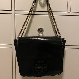 Tory Butch Charlie Patent Flap Shoulder Bag